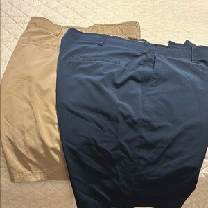 Tan and Navy Blue Shorts Set